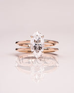 Fine Jewelry 14K Solid Gold Marquise Moissanite and Leb Diamond Ring