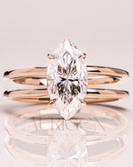 Fine Jewelry 14K Solid Gold Marquise Moissanite and Leb Diamond Ring