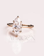 Modern Marquise Cut Engagement Ring- Lab Grown and Moissanite Diamond