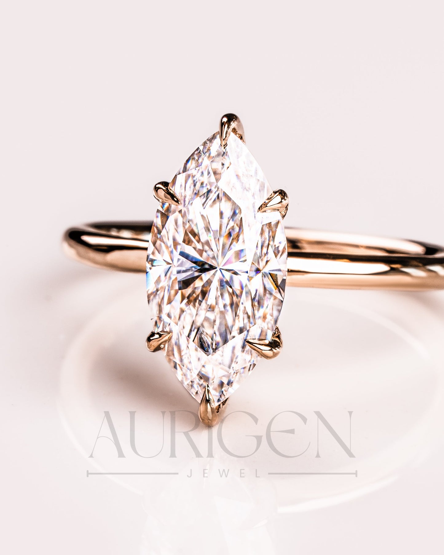 Modern Marquise Cut Engagement Ring- Lab Grown and Moissanite Diamond