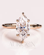 Modern Marquise Cut Engagement Ring- Lab Grown and Moissanite Diamond