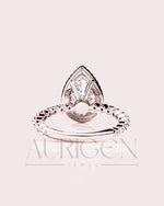 Brilliant Pear Cut Moissanite and Lab Grown Diamond Ring With Halo