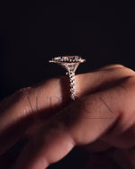 Brilliant Pear Cut Moissanite and Lab Grown Diamond Ring With Halo