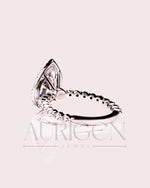 Brilliant Pear Cut Moissanite and Lab Grown Diamond Ring With Halo