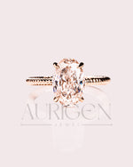 Inspired Crushed Ice Oval Cut Moissanite and Lab Grown Diamond 14K Solid Gold Ring
