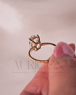 Inspired Crushed Ice Oval Cut Moissanite and Lab Grown Diamond 14K Solid Gold Ring