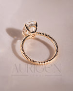Inspired Crushed Ice Oval Cut Moissanite and Lab Grown Diamond 14K Solid Gold Ring