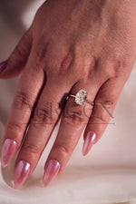 Inspired Crushed Ice Oval Cut Moissanite and Lab Grown Diamond 14K Solid Gold Ring