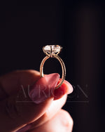 Inspired Crushed Ice Oval Cut Moissanite and Lab Grown Diamond 14K Solid Gold Ring