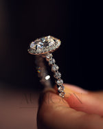 Sparkling Lab Grown and Moissanite Diamond Oval Cut Brilliant Halo Ring