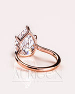 5-Prong Set Crushed Ice Pear Moissanite & Lab Grown Diamond Engagement Ring