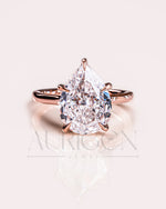 5-Prong Set Crushed Ice Pear Moissanite & Lab Grown Diamond Engagement Ring