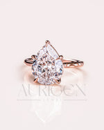 5-Prong Set Crushed Ice Pear Moissanite & Lab Grown Diamond Engagement Ring