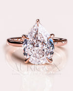 5-Prong Set Crushed Ice Pear Moissanite & Lab Grown Diamond Engagement Ring