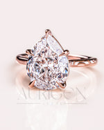 5-Prong Set Crushed Ice Pear Moissanite & Lab Grown Diamond Engagement Ring