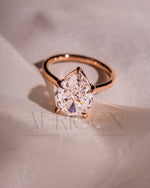 5-Prong Set Crushed Ice Pear Moissanite & Lab Grown Diamond Engagement Ring