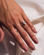 Marquise Cut Moissanite & Leb With Pave Setting Engagement Ring Halo Diamond Solid Gold Ring