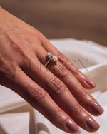 Marquise Cut Moissanite & Leb With Pave Setting Engagement Ring Halo Diamond Solid Gold Ring