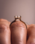 Marquise Cut Moissanite & Leb With Pave Setting Engagement Ring Halo Diamond Solid Gold Ring