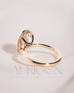 Modern Oval Cut Moissanite and Lab Grown Diamond Bezel Solitaire Ring in 14K Rose Gold