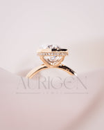 Modern Oval Cut Moissanite and Lab Grown Diamond Bezel Solitaire Ring in 14K Rose Gold