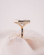 Modern Oval Cut Moissanite and Lab Grown Diamond Bezel Solitaire Ring in 14K Rose Gold