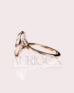 Modern Oval Cut Moissanite and Lab Grown Diamond Bezel Solitaire Ring in 14K Rose Gold