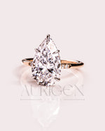 Sparkling Pear Cut Moissanite and Lab Grown Diamond Ring-14K Solid Gold