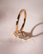 Elegant Marquise Cut Moissanite and Lab Grown Diamond Ring in 14k Yellow Gold