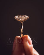 Elegant Marquise Cut Moissanite and Lab Grown Diamond Ring in 14k Yellow Gold