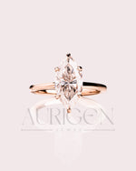 Elegant Marquise Cut Moissanite and Lab Grown Diamond Ring in 14k Yellow Gold