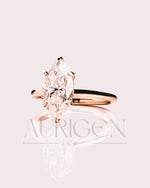 Elegant Marquise Cut Moissanite and Lab Grown Diamond Ring in 14k Yellow Gold