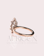 Elegant Marquise Cut Moissanite and Lab Grown Diamond Ring in 14k Yellow Gold