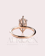 Elegant Marquise Cut Moissanite and Lab Grown Diamond Ring in 14k Yellow Gold