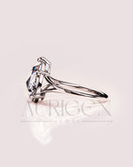 Dazzling Rose Cut Pear Lab Grown and Moissanite Diamond Solitaire Ring