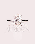 Sparkling Oval Cut Moissanite and Lab Grown Engagement Ring-14K Solid Gold