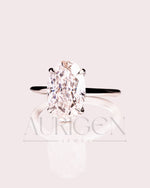 Sparkling Oval Cut Moissanite and Lab Grown Engagement Ring-14K Solid Gold