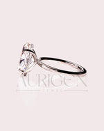 Sparkling Oval Cut Moissanite and Lab Grown Engagement Ring-14K Solid Gold