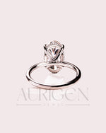 Sparkling Oval Cut Moissanite and Lab Grown Engagement Ring-14K Solid Gold