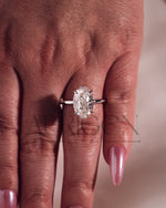 Sparkling Oval Cut Moissanite and Lab Grown Engagement Ring-14K Solid Gold