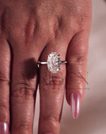 Sparkling Oval Cut Moissanite and Lab Grown Engagement Ring-14K Solid Gold