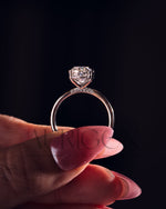 Sparkling Oval Cut Moissanite and Lab Grown Engagement Ring-14K Solid Gold