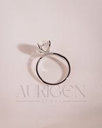 Sparkling Oval Cut Moissanite and Lab Grown Engagement Ring-14K Solid Gold