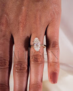 6-Prong Set Marquise Diamond Ring Hidden Halo Moissanite and Leb Diamond Ring