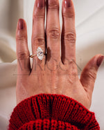 6-Prong Set Marquise Diamond Ring Hidden Halo Moissanite and Leb Diamond Ring