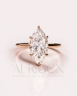 6-Prong Set Marquise Diamond Ring Hidden Halo Moissanite and Leb Diamond Ring