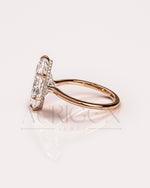 6-Prong Set Marquise Diamond Ring Hidden Halo Moissanite and Leb Diamond Ring
