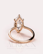 6-Prong Set Marquise Diamond Ring Hidden Halo Moissanite and Leb Diamond Ring