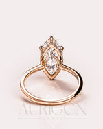6-Prong Set Marquise Diamond Ring Hidden Halo Moissanite and Leb Diamond Ring