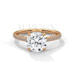 2.00 CT Round Cut Solitaire Diamond Engagement Ring with Pave Band 14K Solid Gold